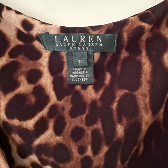 Lauren Ralph Lauren Animal print Stretch Ruching Flattering Cocktail Dress Sz.14 - Picture 2 of 9